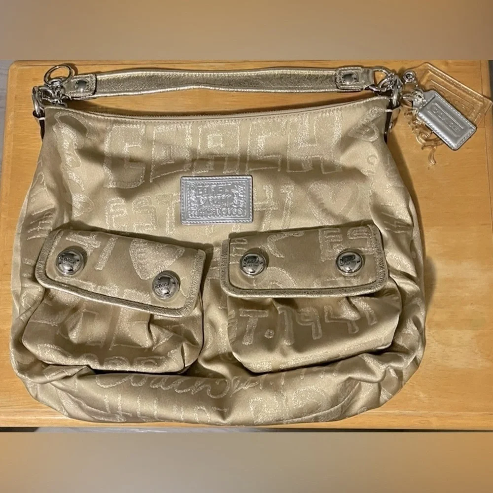 COACH POPPY STORYPATCH POP SWING BAG/ SHOULDER BAG GOLD #15304